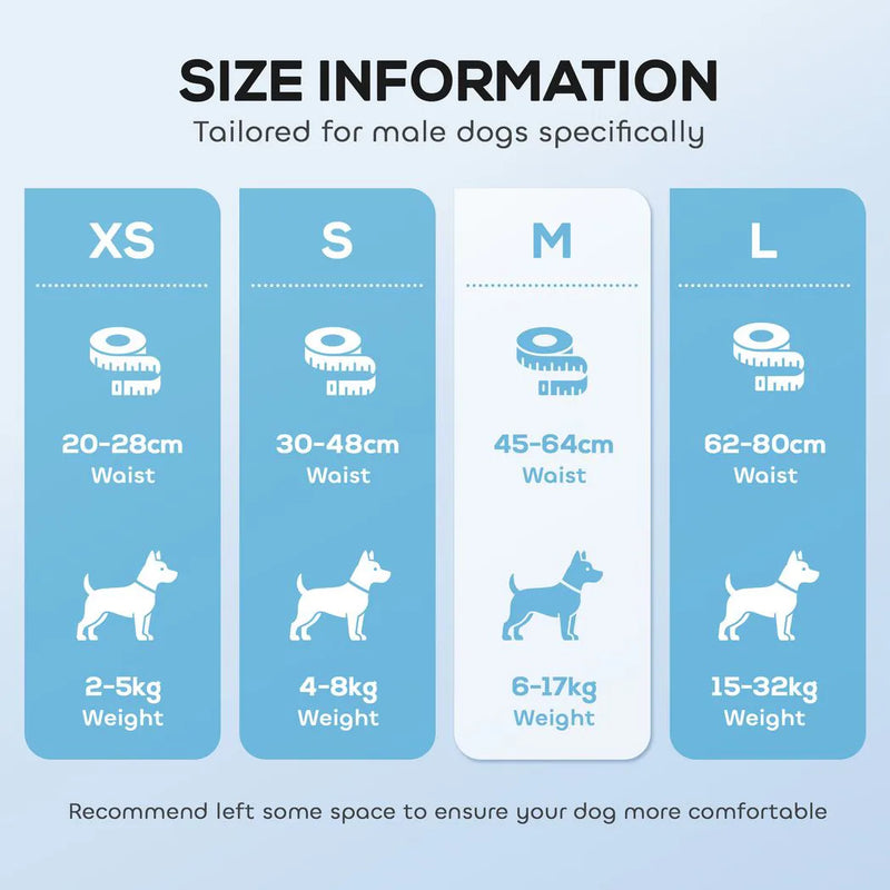PawHut Dog Diapers Super Absorbent Leak-Proof Dog Nappies for Male Dogs Size M 45-64 cm Waist