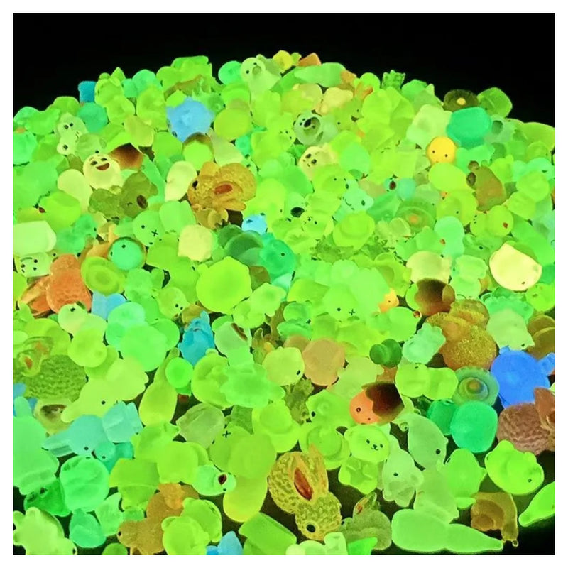 100Pcs Mini Luminous Resin Animals Glow In The Dark Mini Resin Animals Mixed