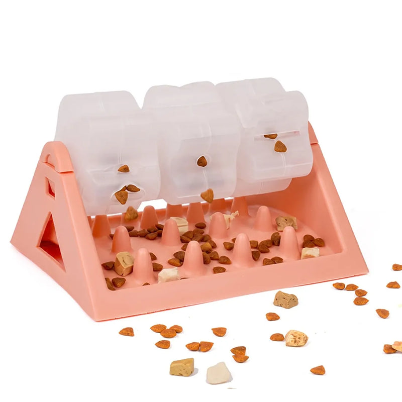 360° Rotating Puzzle Dog Bowl Slow Feeder Anti Bloat Gulp Interactive Feed Dish-pink