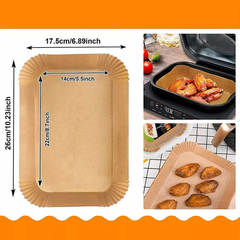 NEW 100*Air Fryer Paper+100*Circular Pad Paper Liners Disposable NonStick Parchment UK