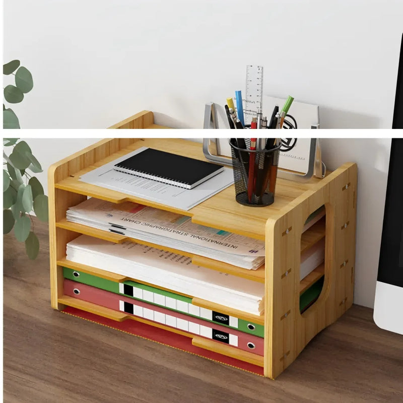 Office Desk File Cabinet Multi-Layer Density Board Desktop Storage Box Organizer
