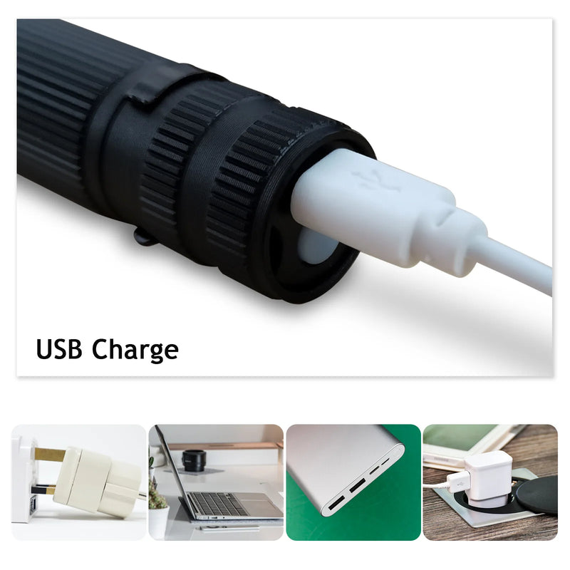 2 Pack USB Rechargeable LED Flashlight Adjustable Focus 3-Modes Outdoor Mini Flashlight W/ USB Cable+Mini Box (US Logistics For USPS/DHL/Fedex/UPS. No designated logistics accepted，TK/TMEU only For self-pickup）