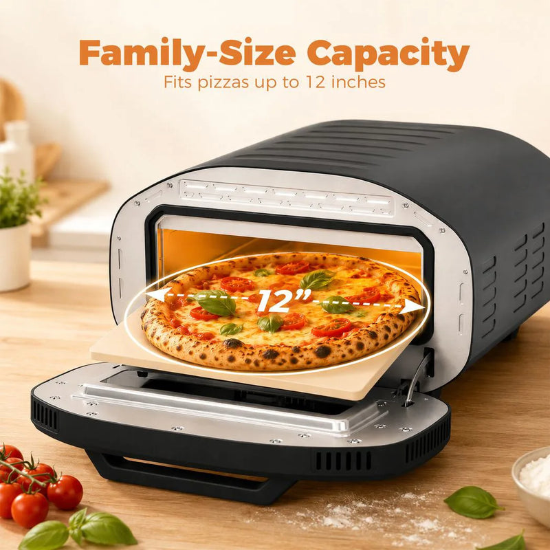 HOMCOM Electric Pizza Oven, Pizza Maker with 3 Knob Control and Ceramic Stone, Viewing Window, 2200W