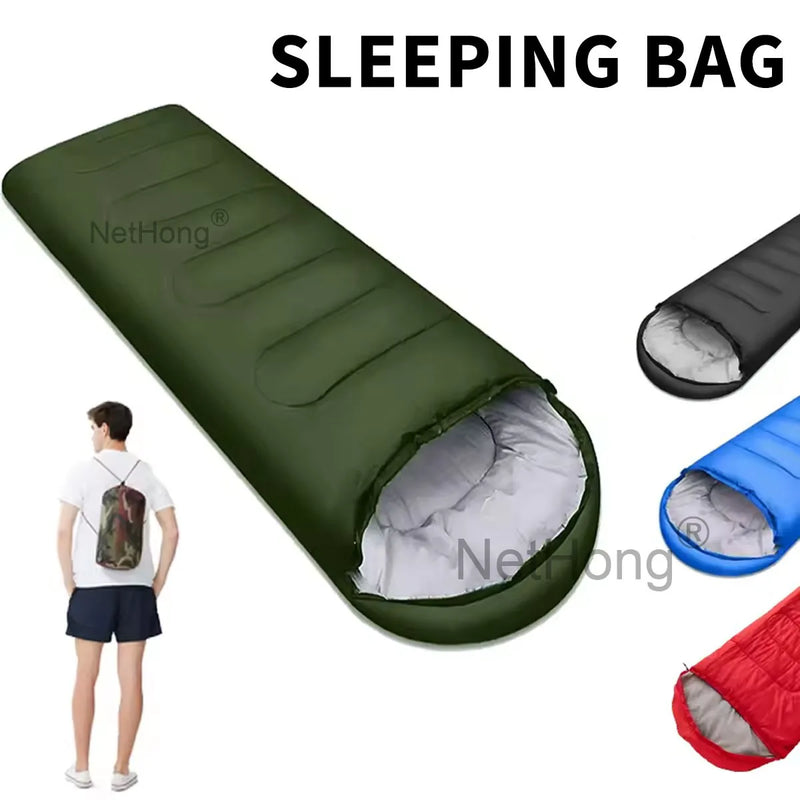3-4 SEASON SINGLE SLEEPING BAGS CAMPING RECTANGULAR ENVELOPE ZIP UP KIDS ADULT-Blue