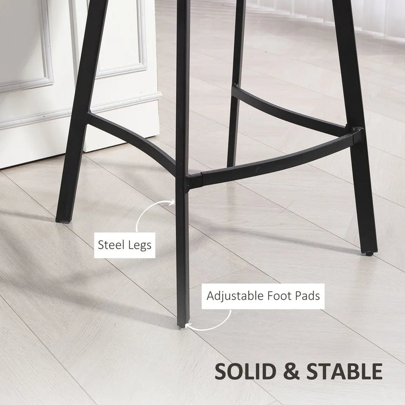HOMCOM Bar Stools Set of 2, PU Leather Dining Stools with Backrest, Footrest, for Kitchen, Counter, Breakfast Bar, Grey