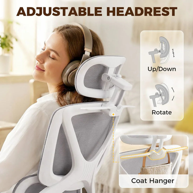 HOMCOM Ergonomic and Adjustable Office Chair - Grey