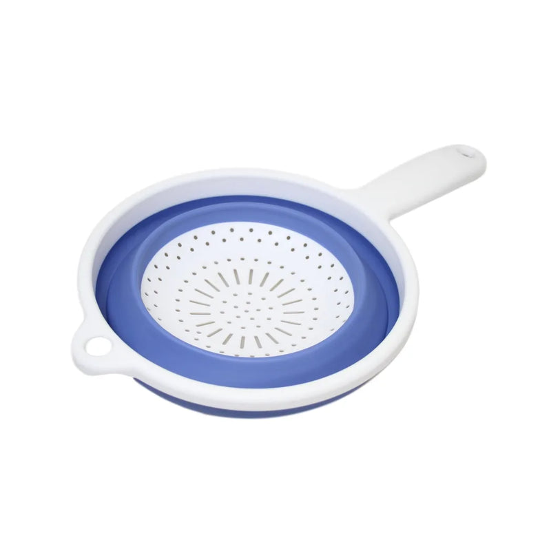 Silicone Plastic Kitchen Collapsible Colander Strainer 3 Colours 2 In 1 Strainer