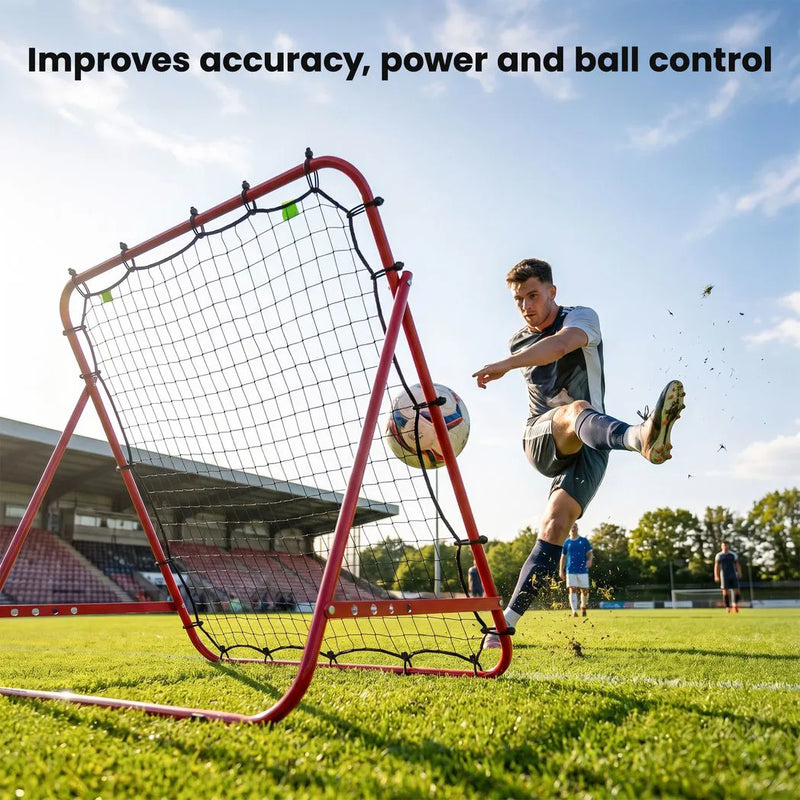 HOMCOM Adjustable Rebounder Net Kickback Target Goal for Teens Adults Training, Red