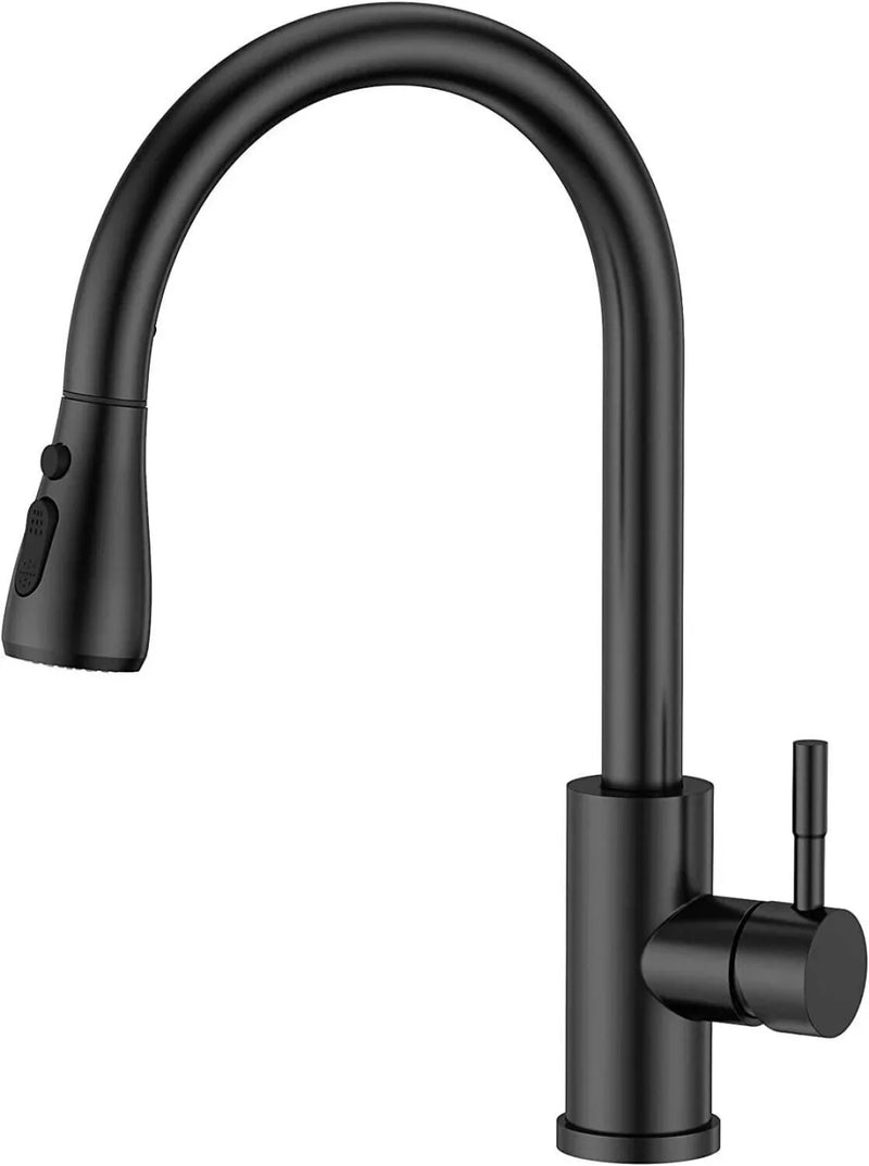 360° Kitchen Sink Mixer Taps Pull Out Spout Spray Single Lever Modern Mono Tap-black