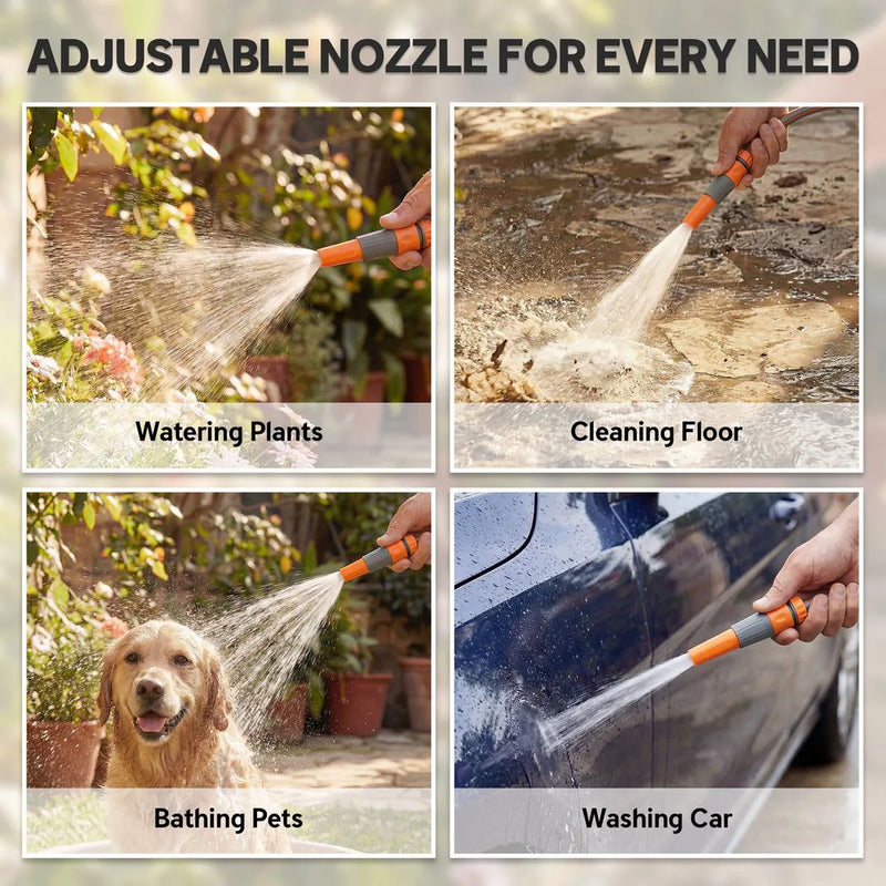 Outsunny Portable Garden Hose Reel, 20 m Wall Mounted Hose Reel with 2 Patterns Spray Nozzle and Crank Handle, Orange
