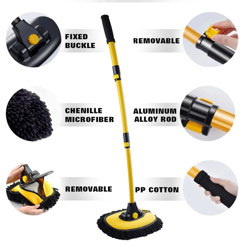 Adjustable Telescopic Car Wash Brush Kit Mop Long Handle Vehicle Cleaning Tool