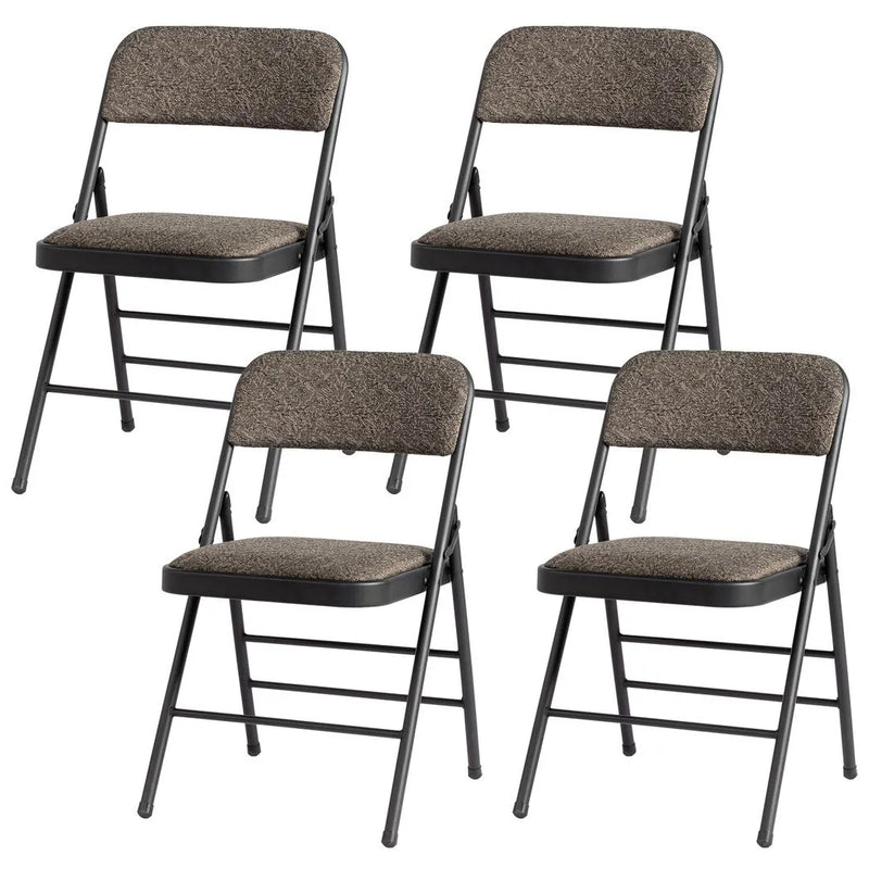 4 Pcs Folding Chairs, Black Patterned Fabric Upholstered Event Chairs, 18.1"×18.9"×29.9" Padded Seat & Back, Matte Steel Frame, Portable Foldable Chairs for Office, Conference, Living Room, School