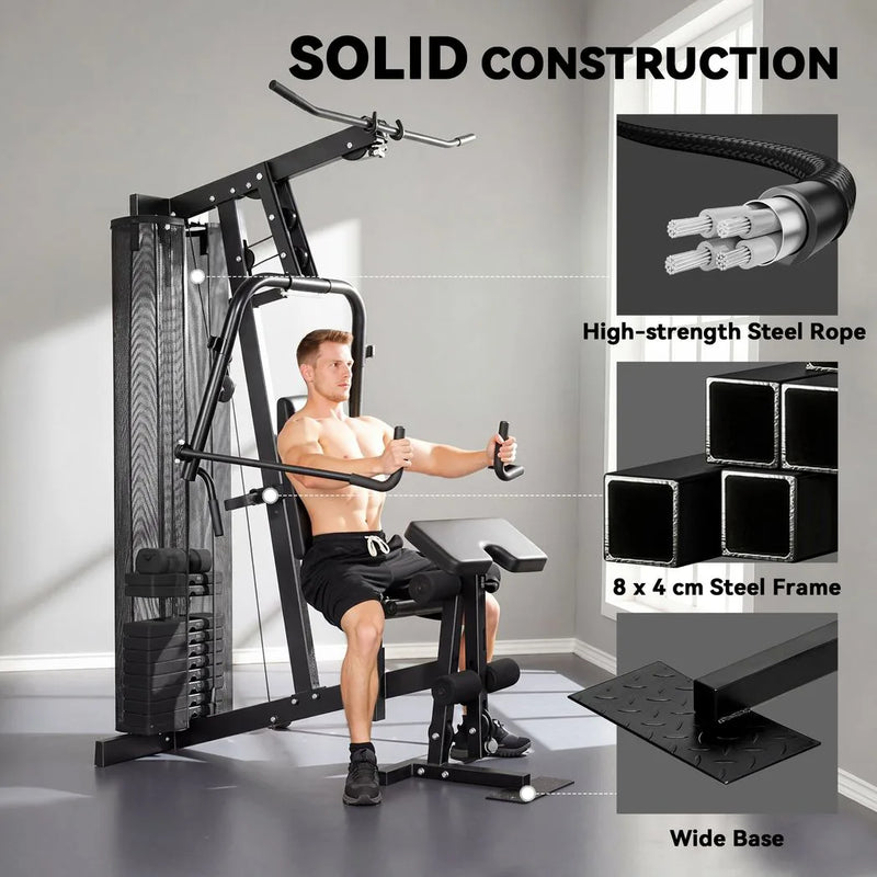 SPORTNOW Multi Gym with Adjustable Seat and Back, All in One Home Gym Machine with 45kg Weight Stack for Full Body Strength Training