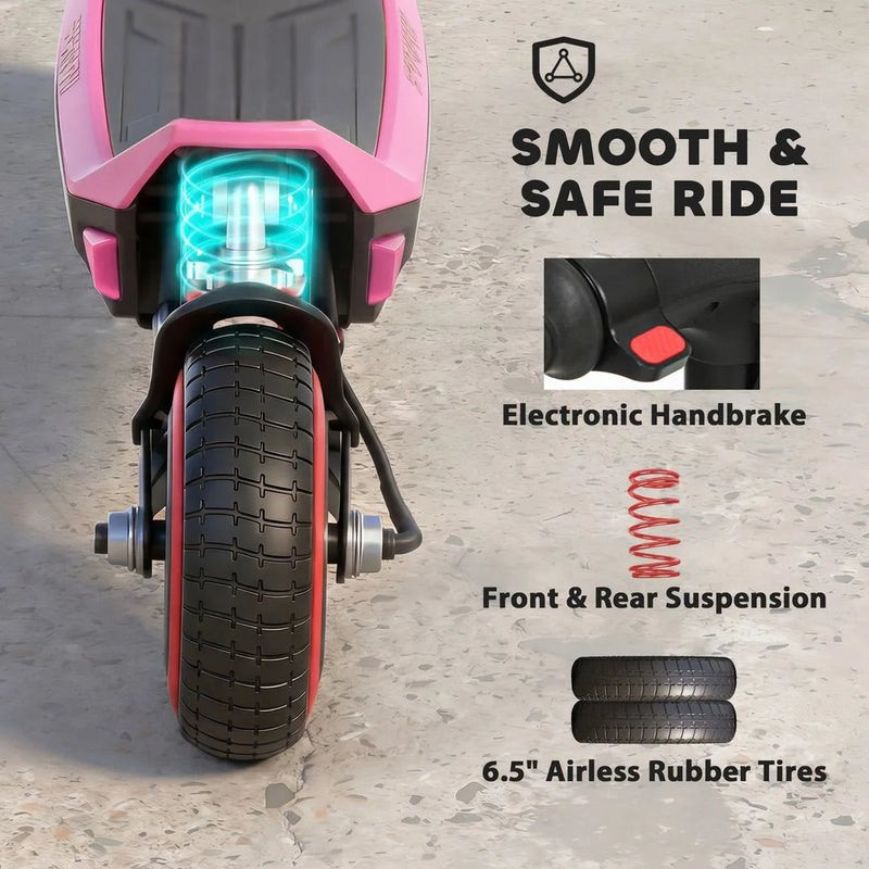 SPORTNOW Electric Scooter for Kids, Foldable E Scooter for Age Age 6 with LED Display, RGB lights, Up to 16km/h, Pink