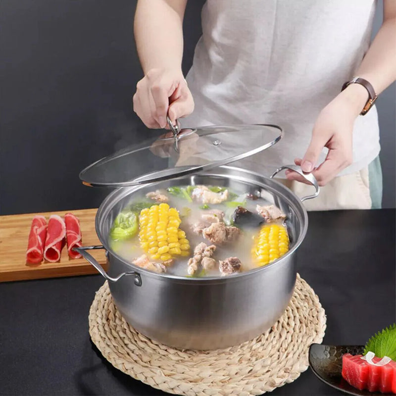 11PCS Induction Non Stick Stainless Steel Cookware Cooking Pot Pan With Lids Se