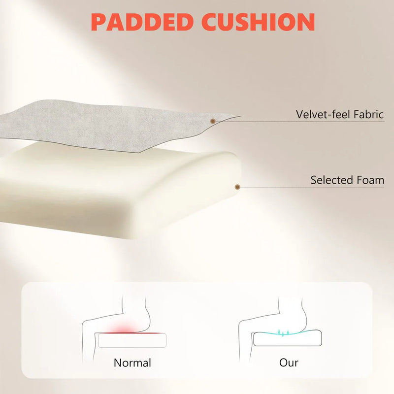 HOMCOM Office Chair with 6-point Vibration Massage and Heat, Fabric Desk Chair with Footrest, High Back, Cream White
