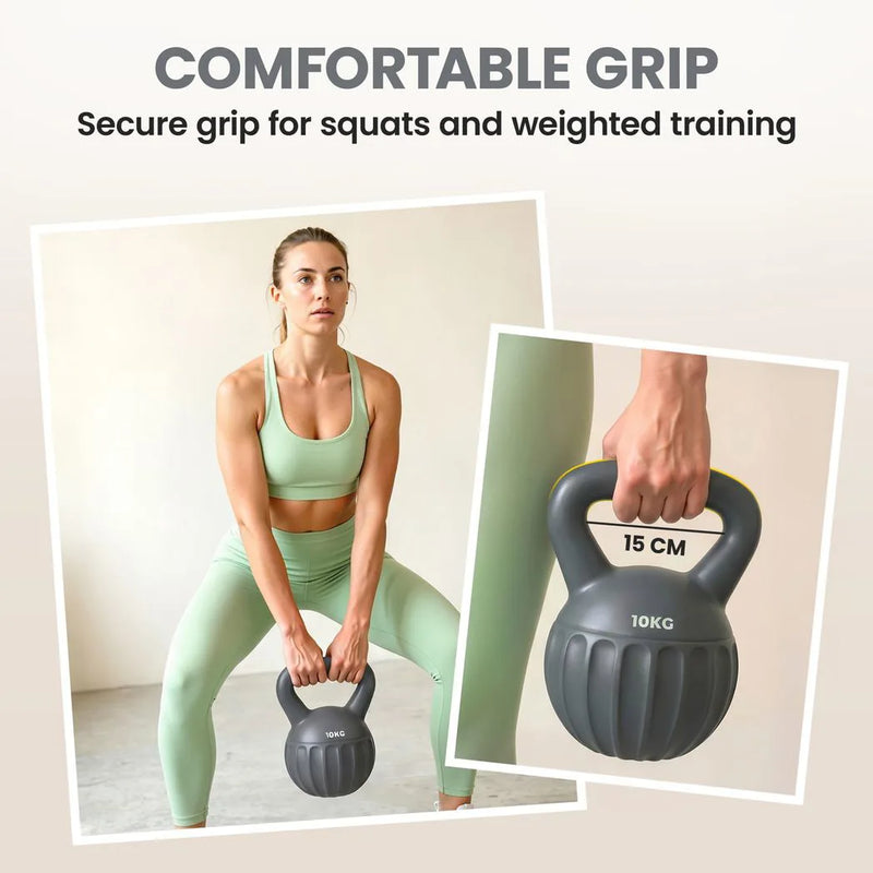 SPORTNOW Kettlebell for Strength Training Kettle Bell with Non-Slip Handle 10 kg Grey