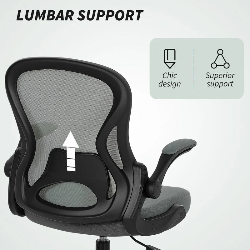 Vinsetto Drafting Chair, Ergonomic Tall Office Chair with Flip-up Armrests, Mesh Back, Lumbar Support, Adjustable Height and Foot Ring, Swivel Wheels, for Standing Desk, Charcoal Grey