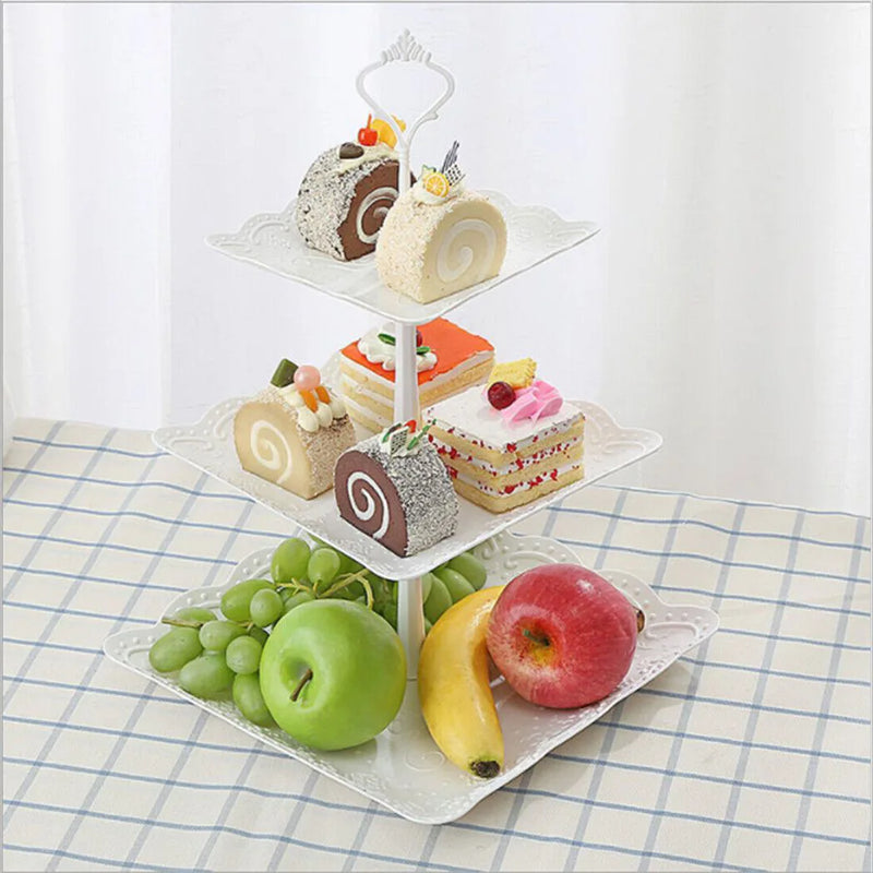 NEW 2X 3 Layer Dessert Cake Stand Plate Afternoon Tea Party Wedding Tableware Plate UK