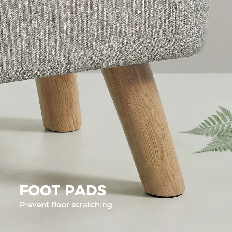 HOMCOM Linen-Look Square Padded Footstool - Light Brown