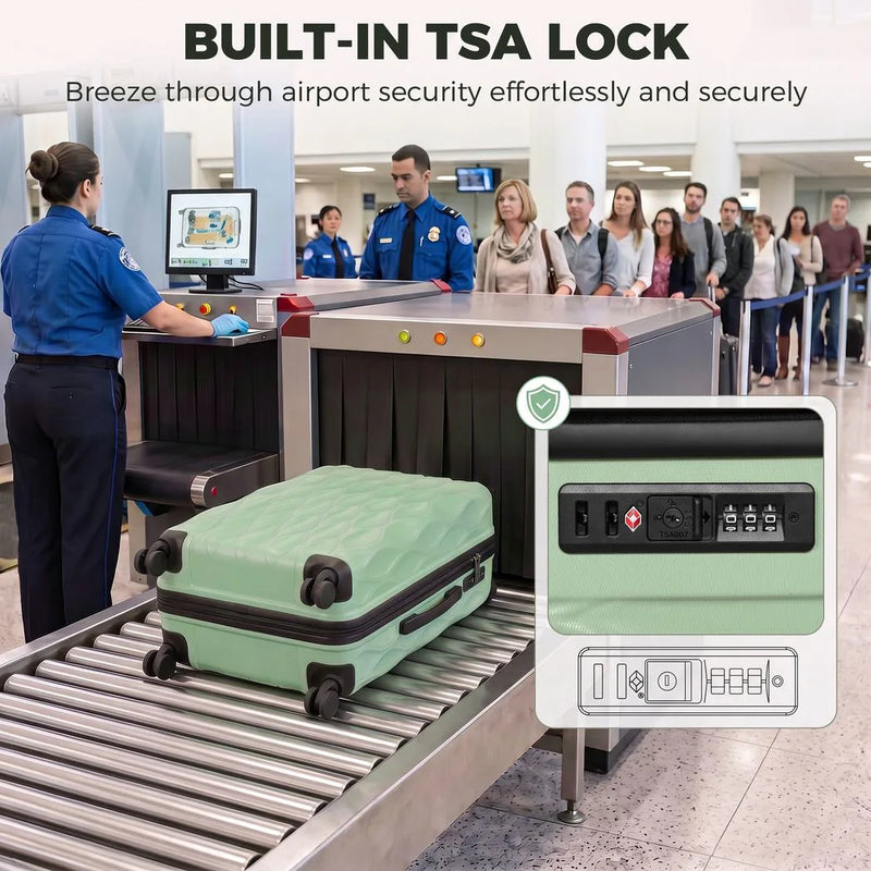 HOMCOM 2-Piece Luggage Set, ABS Hard Shell Carry On Suitcase Set with TSA Lock, Spinner Wheels, 12/20 inch, Green