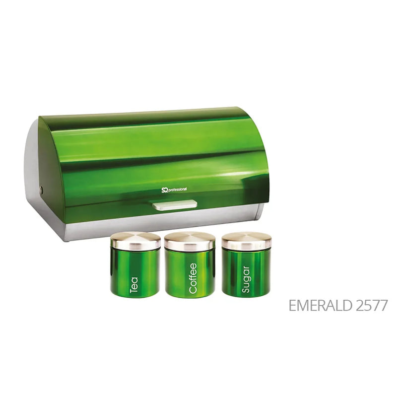 Sq Professional Gems Metal Bread Bin With 3 Canisters Assorted Colours