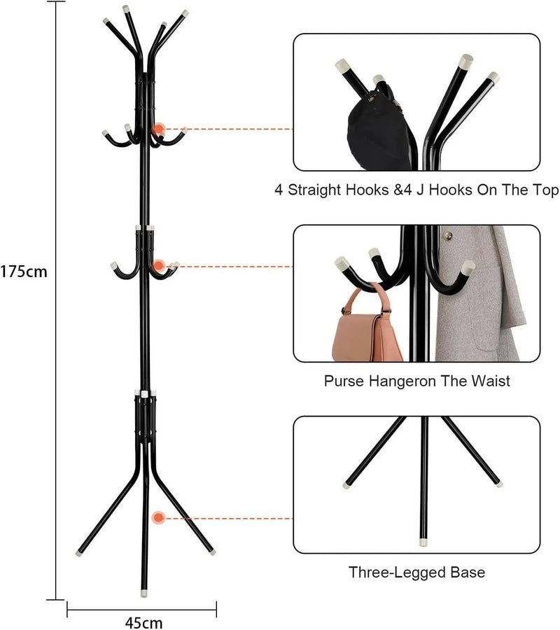 Coat Stand Coat/Hat/Jacket/Umbrella Floor Standing Rack Clothes Hanger  Hooks