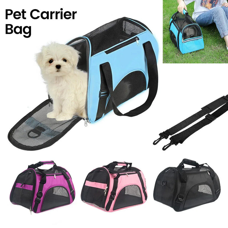 Large Pet Carrier Bag AVC Portable Soft Fabric Fold Dog Cat Puppy Travel Bag-Black