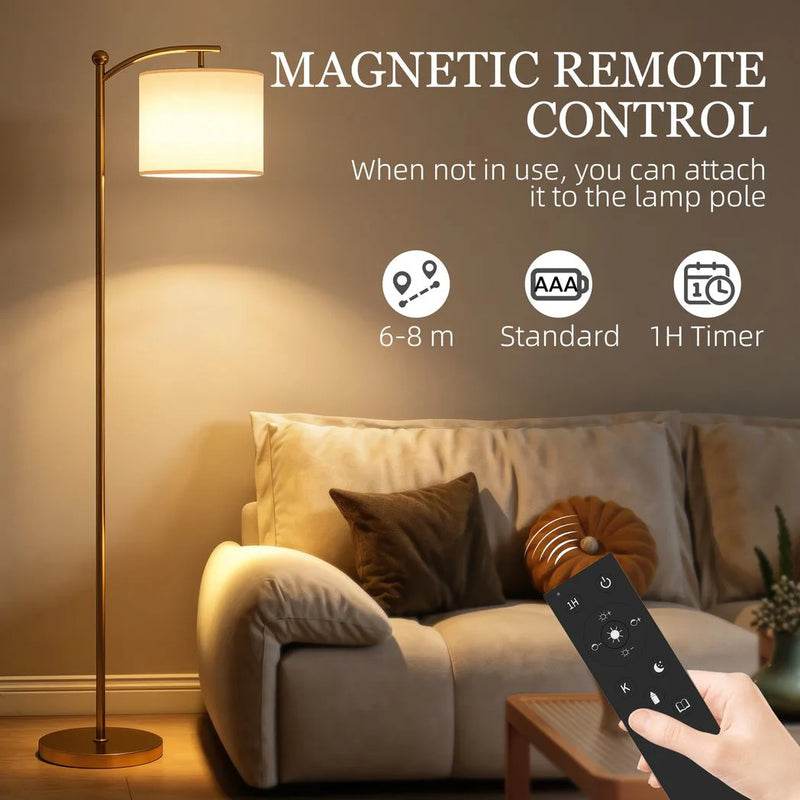 HOMCOM LED Floor Lamp with Remote Control - Gold Tone
