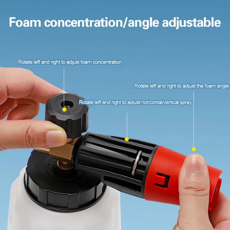 1/4" Quick Release Snow-Foam Lance Pressure Washer Gun Soap Cannon Bottle 1L