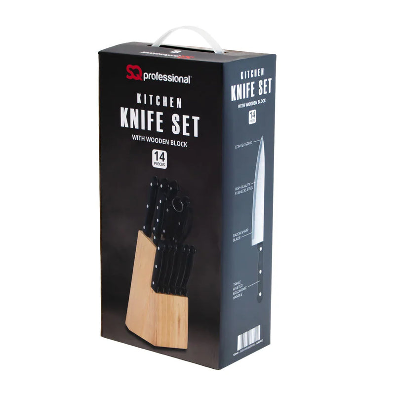 Sq Professional Stainless Steel Knife Set Of 14 Including Block And Scissors