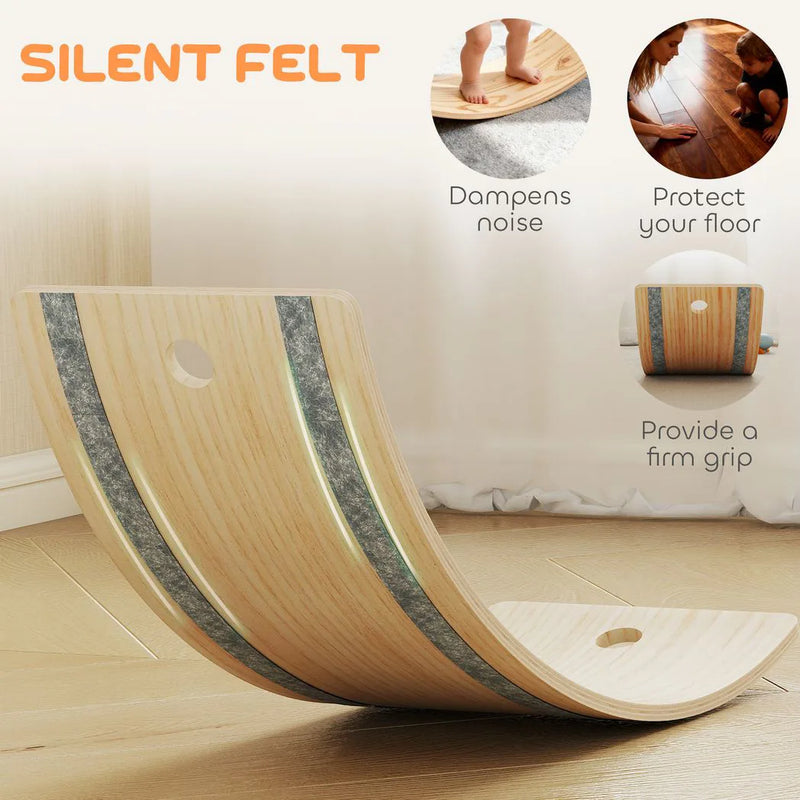 AIYAPLAY Kids Wooden Balance Board with Rope, Wooden Wobble Board with Felt for Sensory Play, for Toddler 3-6 Years Old