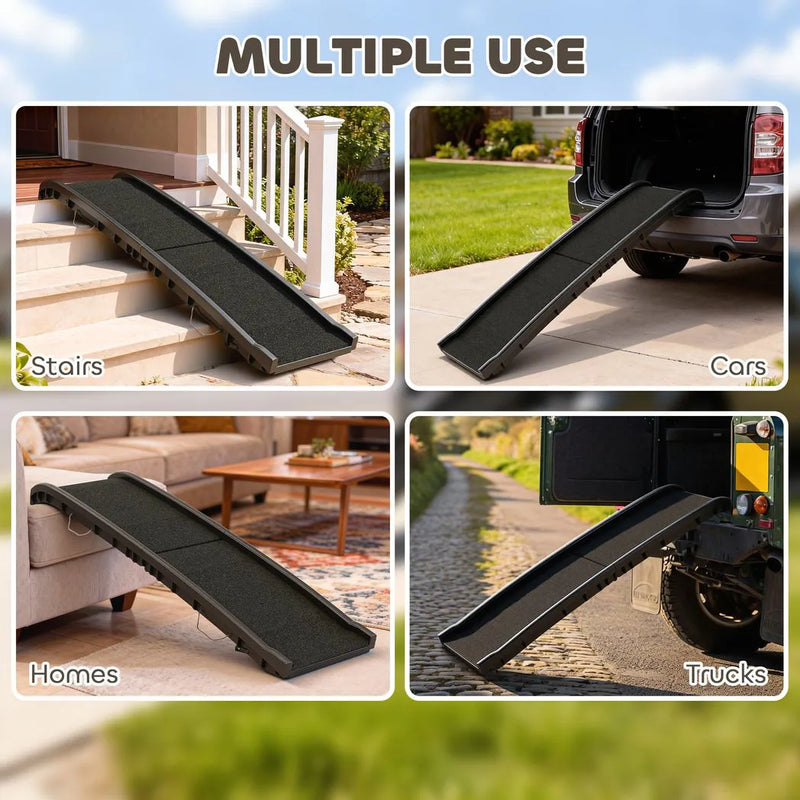 PawHut Foldable Dog Ramp with Frosted Anti-slip Surface, Portable & Lightweight, for Cars, Home, 155 x 38.5 x 15.5 cm