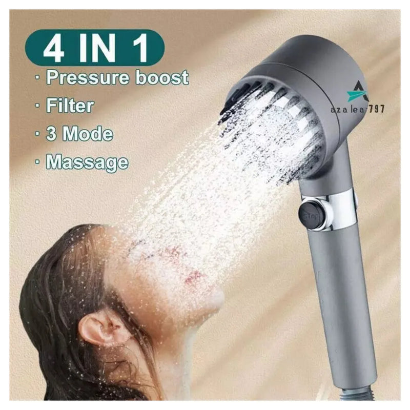 3 Modes Shower Head with Filter High Pressure Water Saving Massage Body Scalp UK