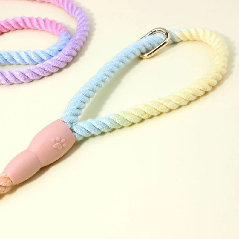 1Pc 150cm Gradient Colors Durable Handmade Braided Rope Training Leash For Dogs