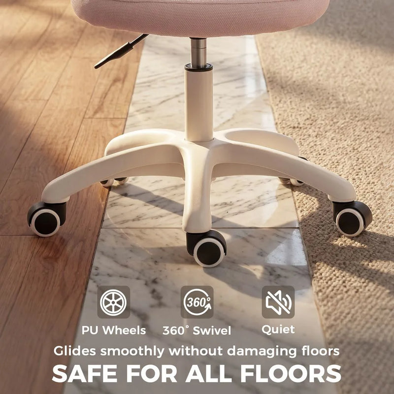 HOMCOM Office Chair, Armless Computer Desk Chair with Breathable Mesh, Adjustable Height, Swivel Wheels, Pink