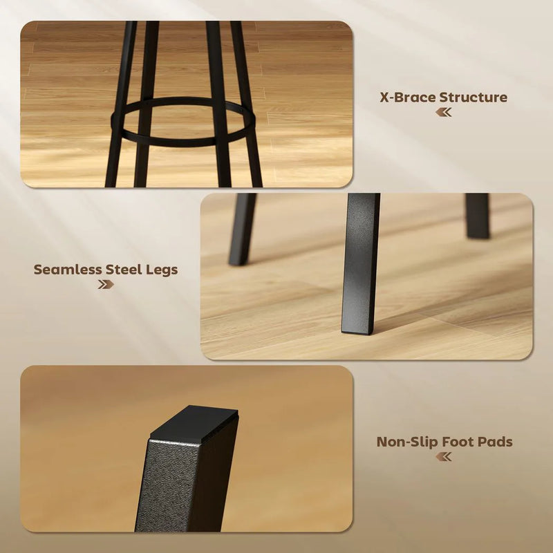 HOMCOM Set of Two Industrial-Style Bar Stools - Brown/Black