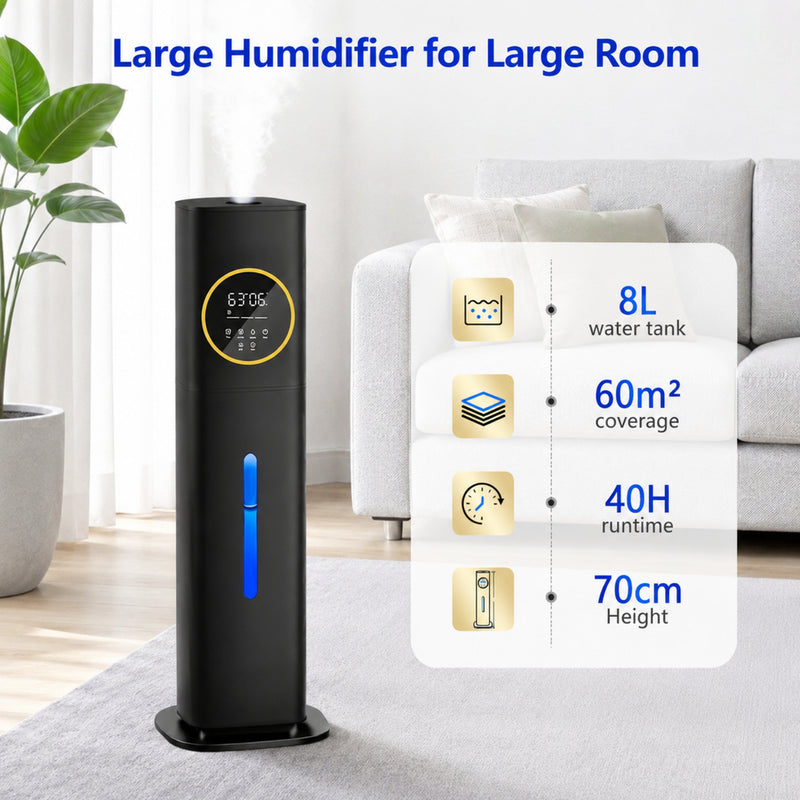 8L Large Humidifier - 40H Runtime for Large Room