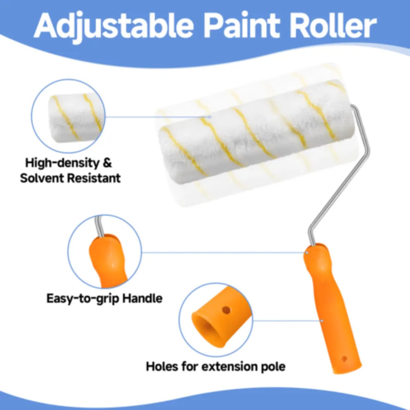 Paint Roller 9" Set Tray Rollers Soft Sleeves Brush Kit Decorating Painting Tool