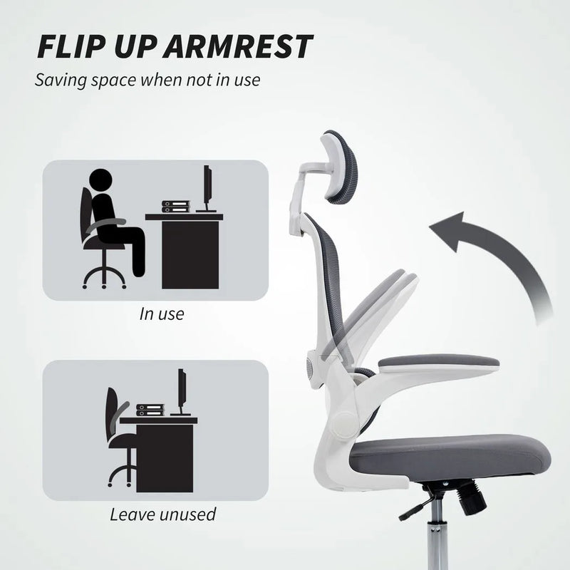 HOMCOM Mesh Back Office Chair, with Lumbar Support - Charcoal Grey