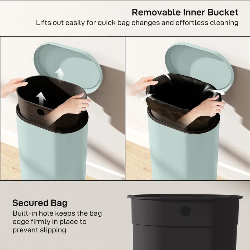 HOMCOM 30 L Modern Curved Kitchen Bin - Green