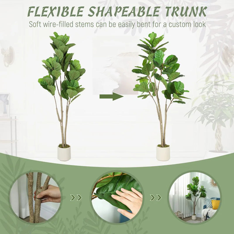HOMCOM 150cm Artificial Ficus Tree - Green