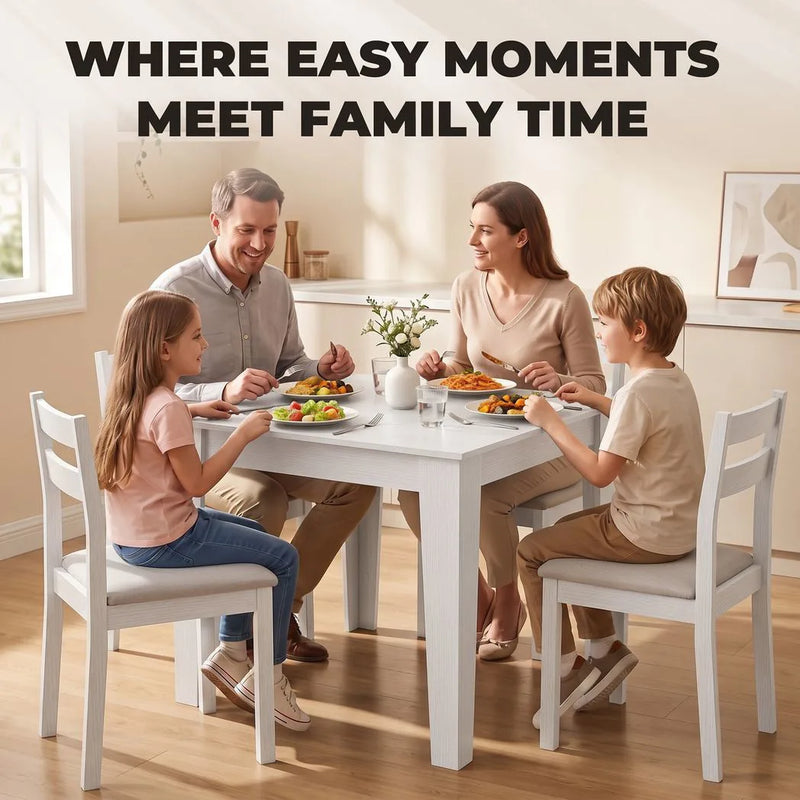 HOMCOM Dining Table for 4, 80L x 80W x 75Hcm, Modern Square Kitchen Table, White
