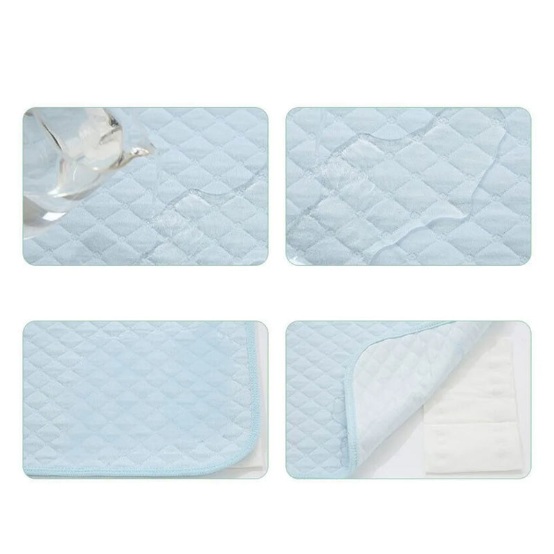 Washable Reusable Absorbent Incontinence Bed Pads Mats Sheet Mattress Protector-Light Blue-70*90cm