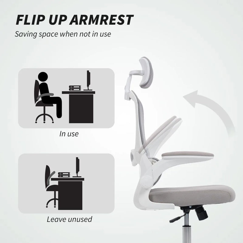 HOMCOM Mesh Back Office Chair, with Lumbar Support - Grey