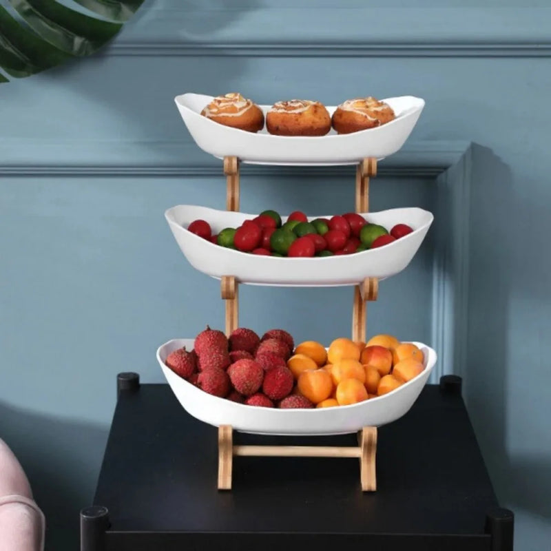 Stacked Fruit Tray Multi-layer Plate Three Compartments Snack Candy Platter Bowl