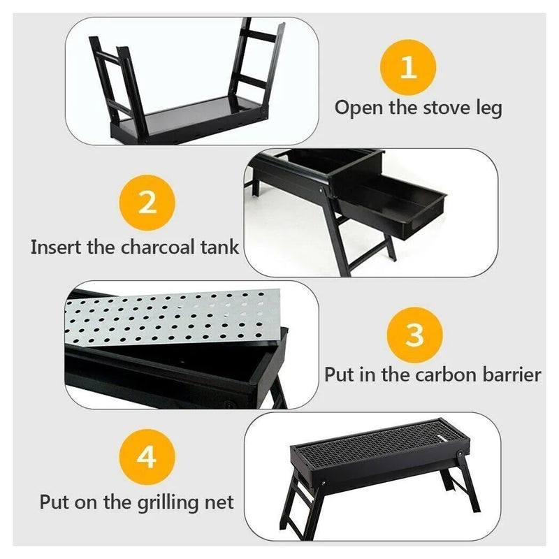 Large Portable Folding BBQ Grill Charcoal Barbecue Outdoor Patio Garden Party
