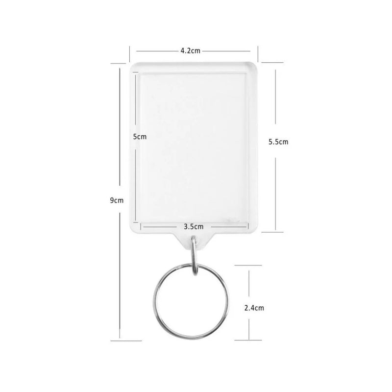 NEW 100pcs Blank Keyring Acrylic Plastic Passport Photo Key Rings Craft Picture UK
