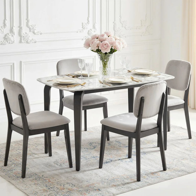 HOMCOM Dining Table for 4, Modern Kitchen Table with Sintered Stone Tabletop, Metal Legs, White