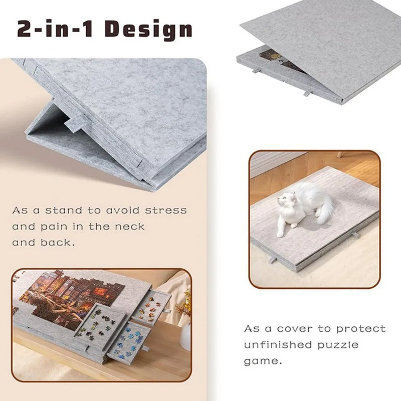 Felt Jigsaw Puzzle Board Portable Puzzle Storage-Table w/ 6 Slid Drawer 1000pcs